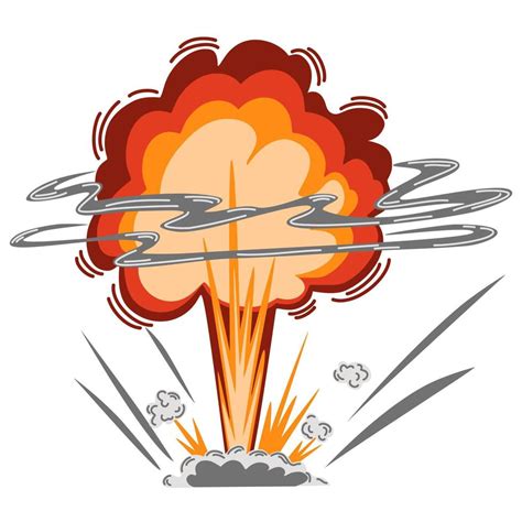 Explosion. Cartoon dynamite or bomb explosion, fire. Boom clouds and smoke element. Dangerous ...