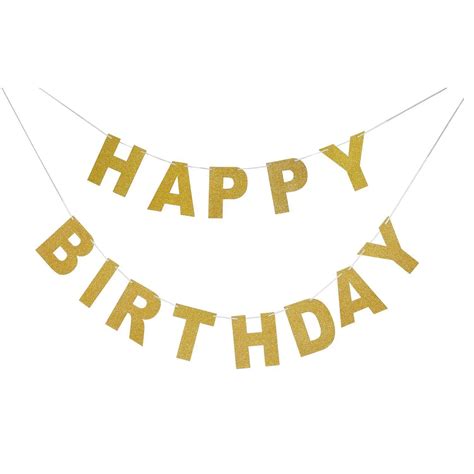 Sparkly Glitter Happy Birthday Banner | Birthday Party Decorations | yellow Happy Birthday Sign ...