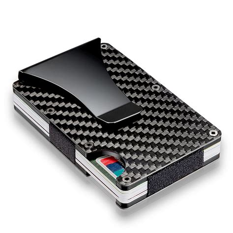 Slim Carbon Fiber Credit Card Holder RFID Blocking Metal Wallet Money ...