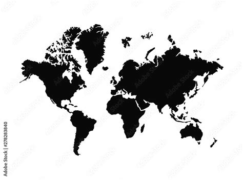 world map vector . world map template . world silhouette . black world map . flat earth maps ...