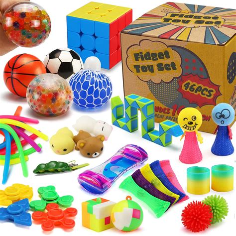 Amazon.com: 46 Pack Sensory Fidget Toys Set with Gift Box, Stress Relief and Anti-Anxiety Bulk ...