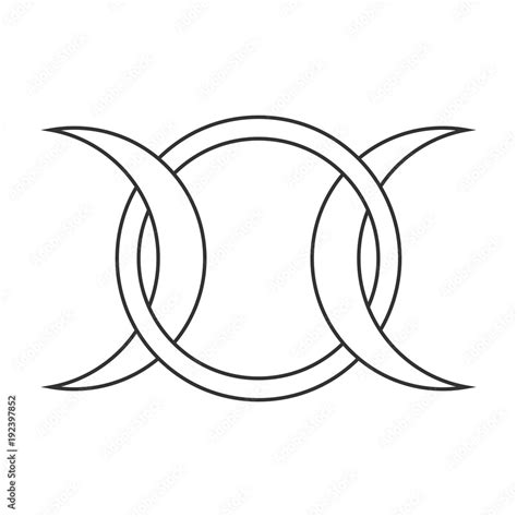 Moon goddess vector sign. Symbol of the waxing, full and waning moon ...