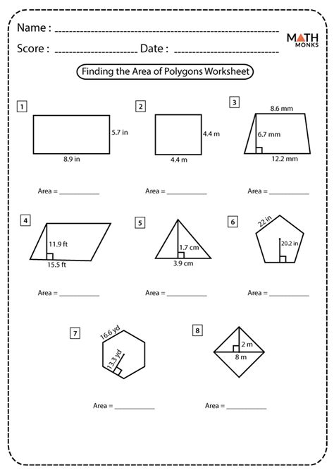 Area of Polygons Worksheets - Math Monks