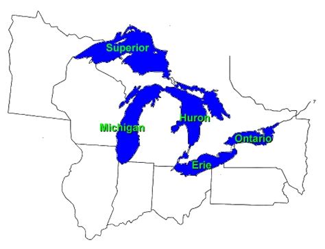 Great Lakes Names Map