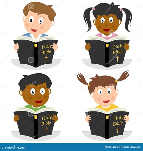 Kids Reading the Holy Bible Stock Vector - Illustration of drawing, diversity: 26860026