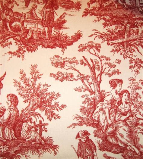 Items similar to Waverly Country Life Toile Fabric Red and Cream For Autumn on Etsy