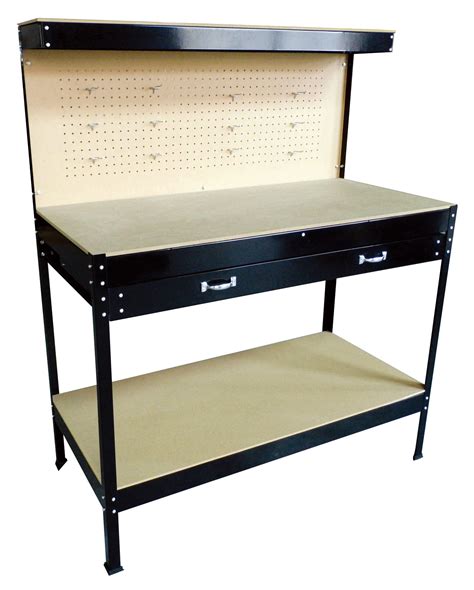 New Black Steel Tools Box Workbench Garage Workshop Table With Pegboard Drawers | eBay