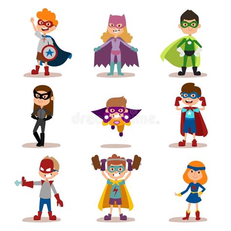 Superhero Kids Boys and Girls Cartoon Vector Stock Vector ...