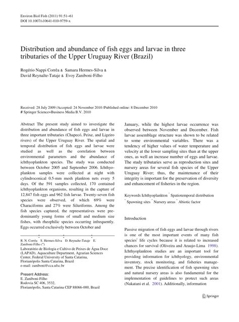 (PDF) Distribution and abundance of fish eggs and larvae in three tributaries of the Upper ...