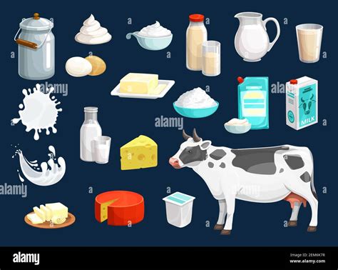 Milk product vector icons of dairy food and drink design. Yogurt bottle ...