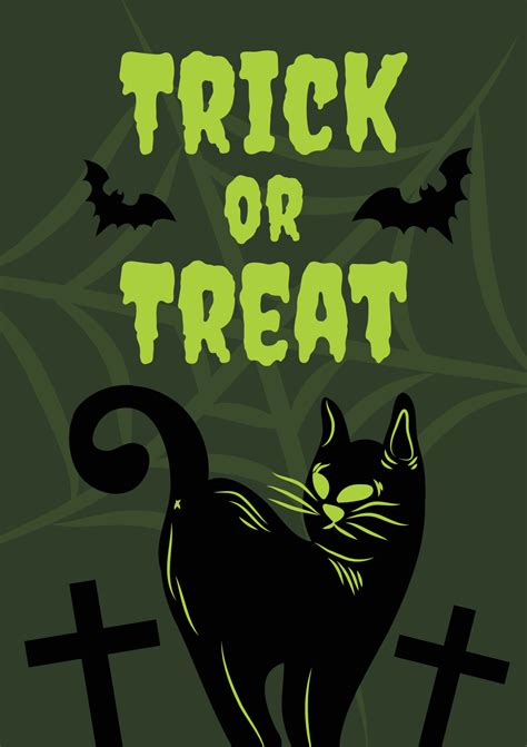 cute spooky cat halloween card design vector 11180276 Vector Art at ...