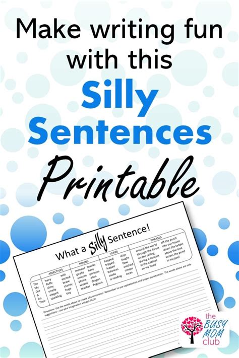 The MOST CREATIVE Silly Sentences [FREE Printable] | Teach Me. I'm Yours.