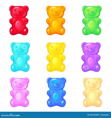 Jelly Gummy Bears. Fruit Candy for Baby, Sugar Marmalade for Kids, Sweet Cute Food, Cartoon Neat ...