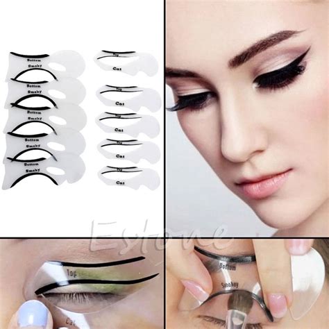 Cat Eye Eyeliner Stencil Models Template 10pcs | Eyeliner stencil, Eye ...