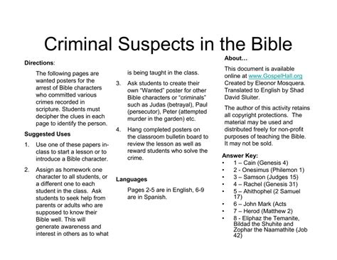 Criminal Suspects in the Bible