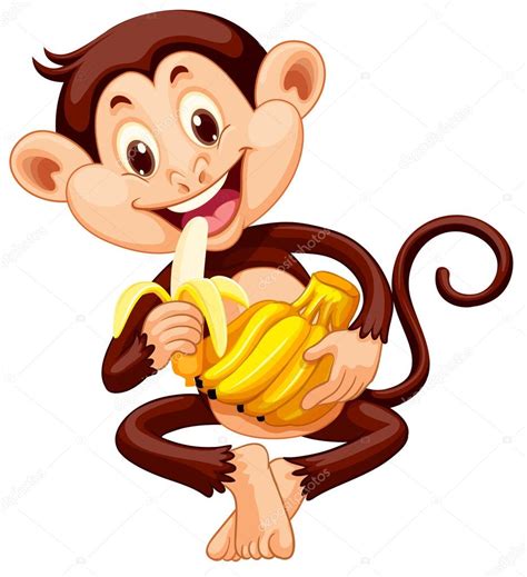 Little monkey eating banana — Stock Vector © interactimages #95773332