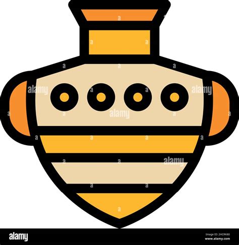 Traditional amphora icon. Outline traditional amphora vector icon color flat isolated Stock ...