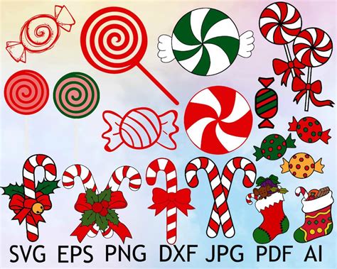 Holiday Candy Svg Christmas Candy Svg Candy Silhouettes | Etsy