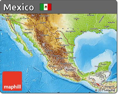 Free Physical Map of Mexico