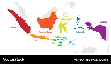 Main islands of indonesia map with names Vector Image