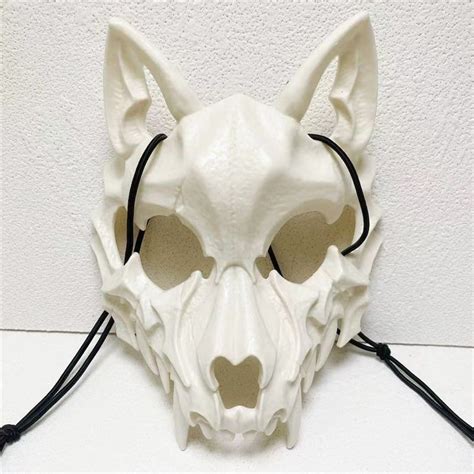 Therian Wolf Skull Mask Black / White / Luminous Resin Mask - Etsy Ireland