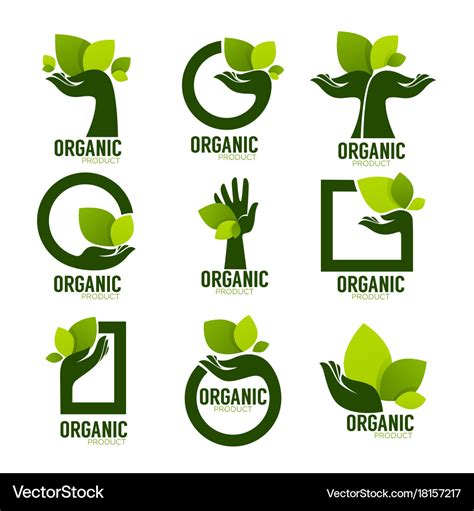 Nature product logo set ecological symbol Vector Image