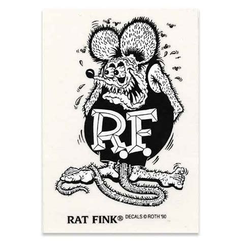 Rat Fink Sticker - Small - Black & White - Clay Smith Cams