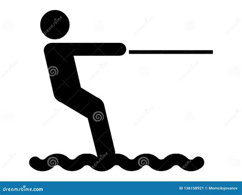 Water Skier, Black Silhouette, Vector Icon | CartoonDealer.com #214958472