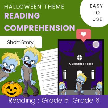 Halloween Reading Comprehension Zombies Theme Short Stories to Print