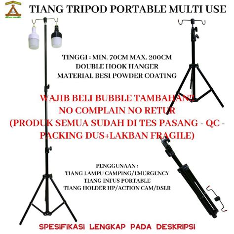 Jual Tiang gantungan lampu infus dan kamera Tripod Portable 3 section 200cm untuk Lampu Camping ...