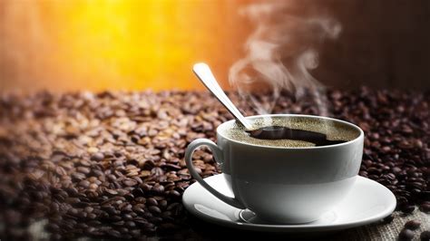 Wallpaper One cup coffee, steam, coffee beans 3840x2160 UHD 4K Picture ...