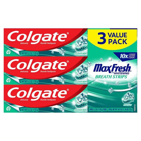 Save on Colgate Max Fresh Whitening Toothpaste w/Breath Strips Clean Mint - 3 ct Order Online ...