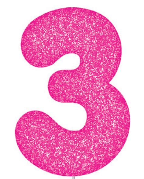 Pink Glitter Number Cake Birthday Candles 3