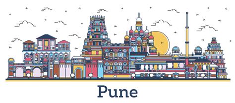 Outline Pune India City Skyline with Colored Buildings Isolated on White. 17660688 Vector Art at ...