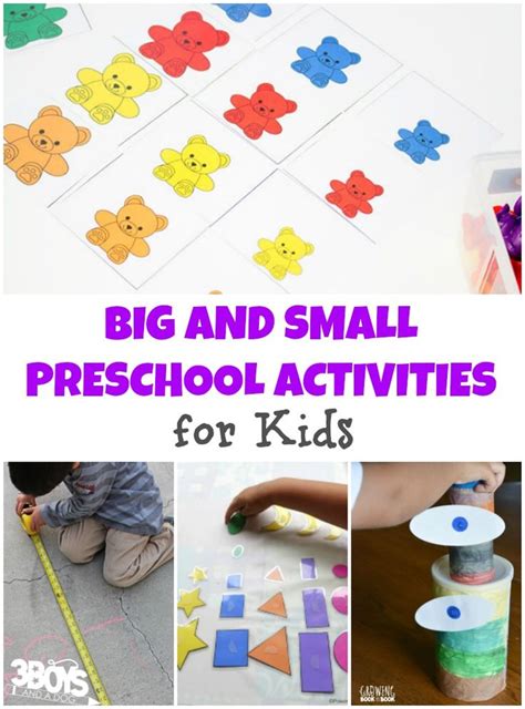 Big and Small Preschool Activities for Kids - 3 Boys & A Dog | Preschool activities, Preschool ...