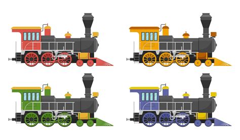 Set of vintage steam locomotive isolated 1266119 Vector Art at Vecteezy