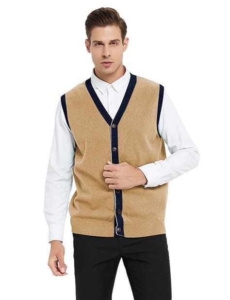 TOPTIE Men's Sweater Cardigan Vest Slim Fit Stylish Button Down Knitted-Beige-XL | Walmart Canada