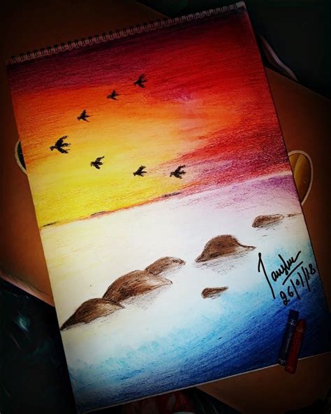 Beautiful Scenery Drawings With Crayons