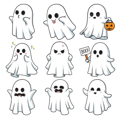 Cute Sheet Ghost Clipart Vector Collection - FriendlyStock