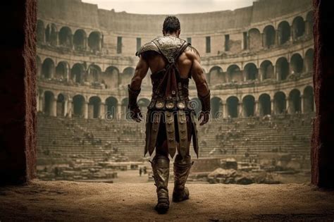 Ancient Roman Gladiator Entering the Colosseum before Battle Generative ...