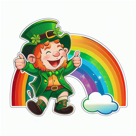 Happy Leprechaun and Rainbow Sticker, Rainbow, Leprechaun, Lucky, Happy ...