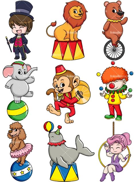 People And Circus Animals Cartoon Vector Clipart - FriendlyStock