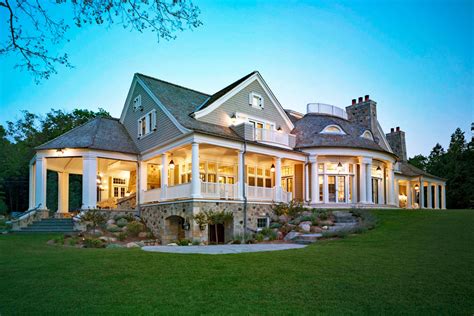 Shingle Style Summer Lake House with Classical Elements