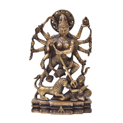 Brass Statue Of Mahishasura-Mardini Goddess Durga