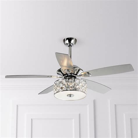 Ceiling Fans with Remote Control 52 Inch Crystal Chandelier Fans with Lights 5 Reversible Blades ...