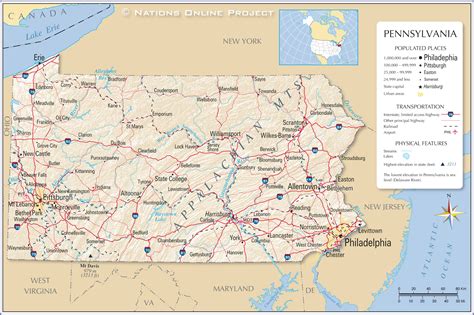 Map of the State of Pennsylvania, USA - Nations Online Project