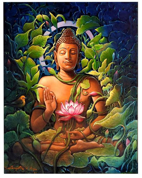 Buy Buddha Painting with Oil on Canvas by Gautam Partho Roy | IndiGalleria