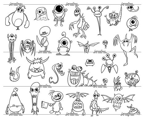 Große Set von 31 lustige Halloween Cartoon Monster Zeichnungen, digitale Zeichnung, Download ...