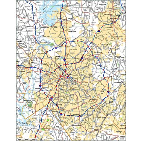 Mecklenburg County, NC Thoroughfares Wall Map by MapShop - The Map Shop