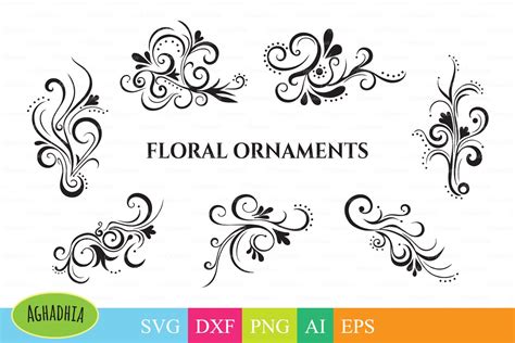 Floral svg design. Swirls vector elements. Flower svg Ornaments. Decoration svg. (101599 ...